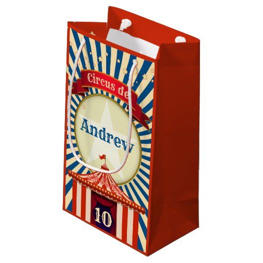 Red White en Blue Star Circus Big Top Klein Cadeauzakje (Achterkant Gekanteld)