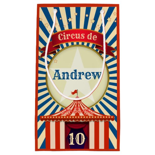 Red White en Blue Star Circus Big Top Klein Cadeauzakje (Voorkant)