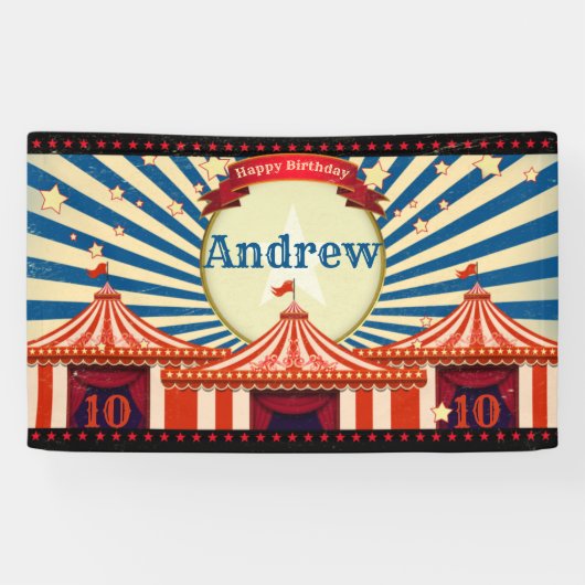 Red White en Blue Star Circus Big Top Spandoek (Horizontaal)