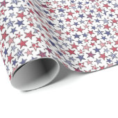 Red White en Blue Stars America Patriottic Cadeaupapier (Rol Hoek)