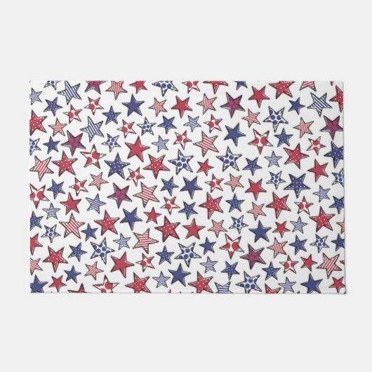 Red White en Blue Stars America Patriottic Deurmat (Voorkant)