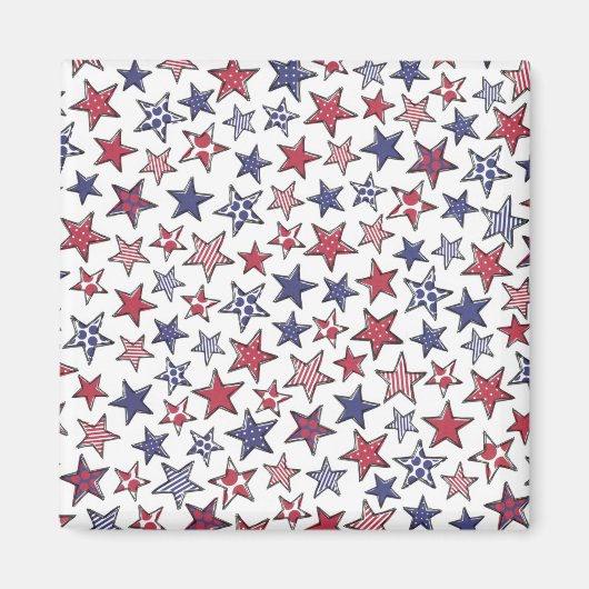 Red White en Blue Stars America Patriottic Magneet (Voorkant)