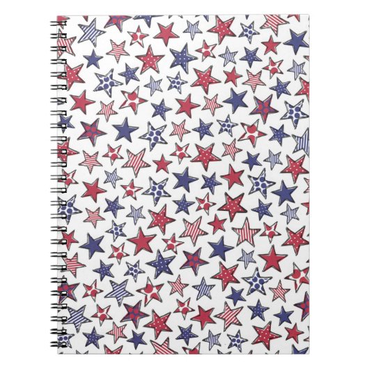 Red White en Blue Stars America Patriottic Notitieboek (Voorkant)