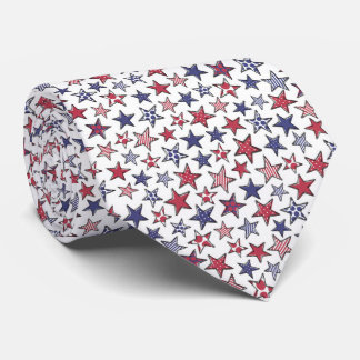 Red White en Blue Stars America Patriottic Stropdas