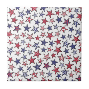 Red White en Blue Stars America Patriottic Tegeltje