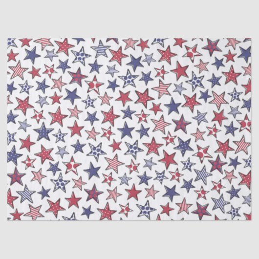Red White en Blue Stars America Patriottic Tissuepapier (Voorkant)
