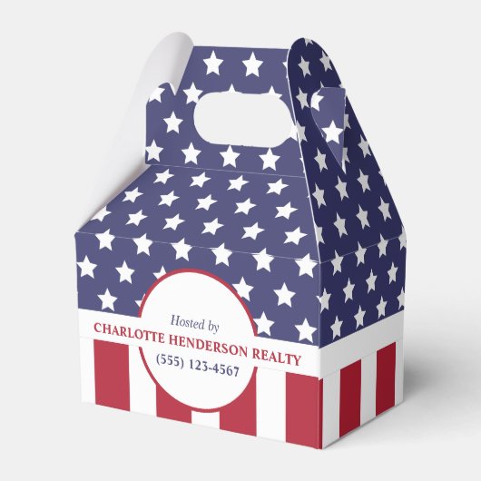 Red White en Blue Striped American Flag Party Bedankdoosjes (Achterkant)