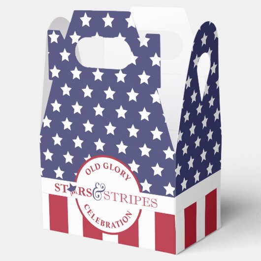 Red White en Blue Striped American Flag Party Bedankdoosjes (Geopend)