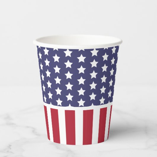 Red White en Blue Striped American Flag Party Papieren Bekers (Voorkant)