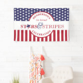Red White en Blue Striped American Flag Party Spandoek (Insitu)