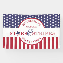Red White en Blue Striped American Flag Party Spandoek