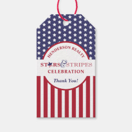 Red White en Blue Striped American vlag Cadeaulabel