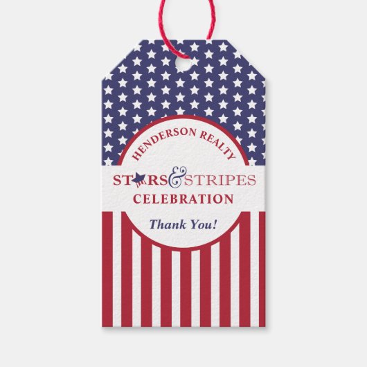 Red White en Blue Striped American vlag Cadeaulabel (Voorkant)
