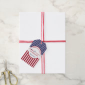 Red White en Blue Striped American vlag Cadeaulabel (Met Touw)