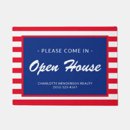 Red White en Blue Striped Real Estate Open House Deurmat