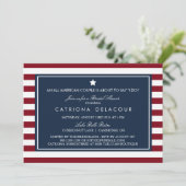Red White en Blue Stripes Bridal Shower Invitation Kaart (Staand voorkant)