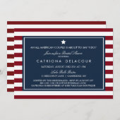 Red White en Blue Stripes Bridal Shower Invitation Kaart (Voorkant / Achterkant)