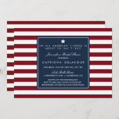 Red White en Blue Stripes Bridal Shower Invitation Kaart (Voorkant / Achterkant)