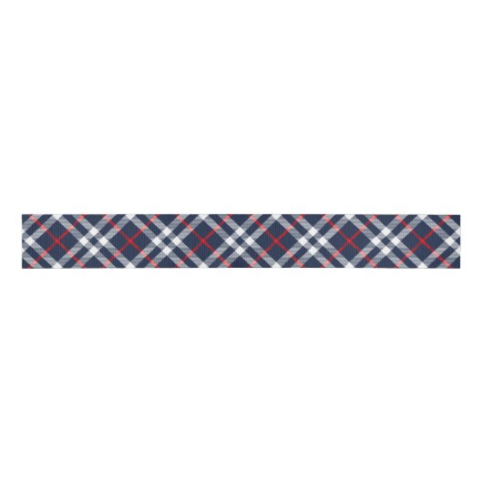 Red White en Blue Tartan Grosgrain Lint (Voorkant)