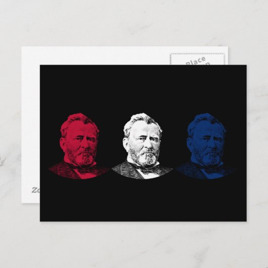 Red, White en Blue — U.S. Grant Briefkaart (Voorkant / Achterkant)