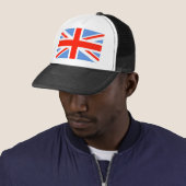 Red White en Blue Union Jack Vlag Trucker Pet (In situ)