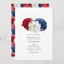 Red White en Blue USA American QR Code Wedding Kaart
