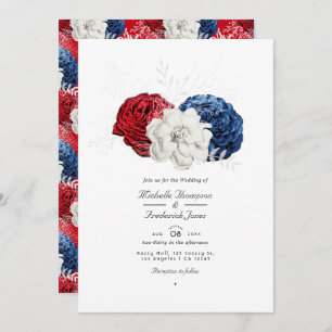 Red White en Blue USA American QR Code Wedding Kaart