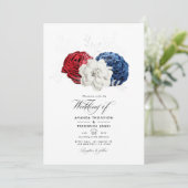 Red White en Blue USA American Wedding Photo Kaart (Staand voorkant)