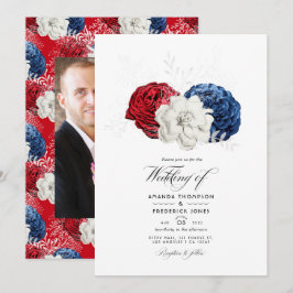 Red White en Blue USA American Wedding Photo Kaart