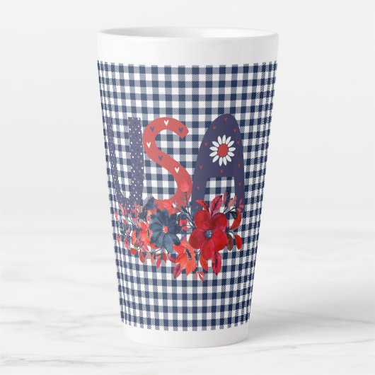 Red White en Blue USA Patriotic Bouquet Latte Mok (Voorkant)