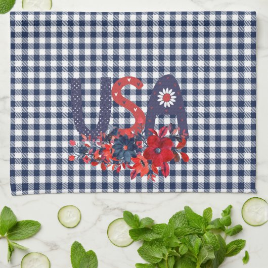 Red White en Blue USA Patriotic Bouquet Theedoek (Gevouwen)