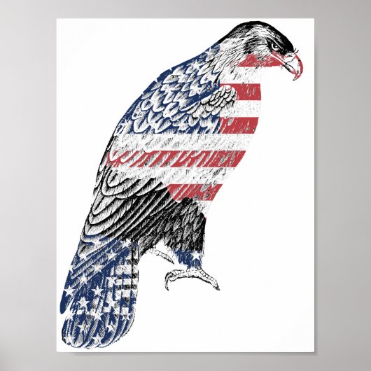 Red White en Blue USA Patriotic Eagle Art Poster (Voorkant)