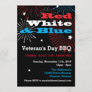 Red White en Blue Veterans Day BBQ Kaart