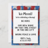 Red White en Blue, we hebben Housewarming BBQ verp Kaart (Achterkant)