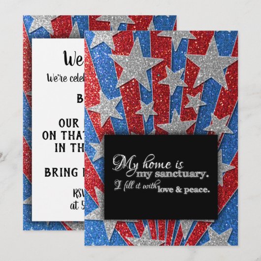 Red White en Blue, we hebben Housewarming BBQ verp Kaart (Voorkant / Achterkant)