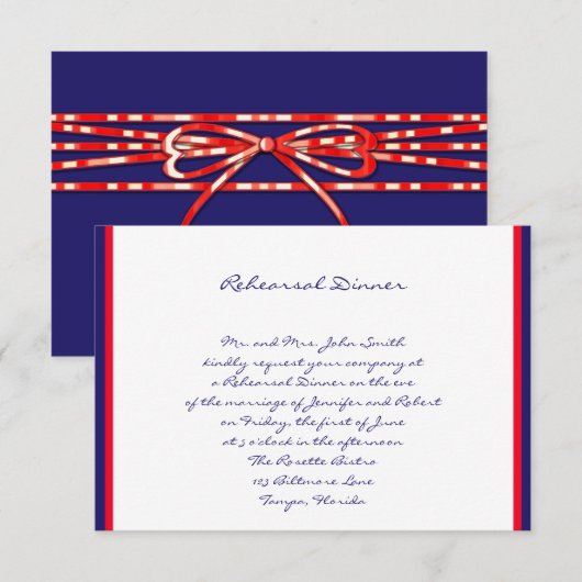Red White en Blue Wedding Rehearsal Kaart (Voorkant / Achterkant)