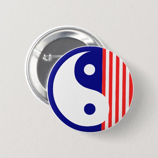 Red White en Blue Yin Yang Button (Voorkant /achterkant)