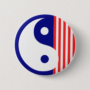 Red White en Blue Yin Yang Button