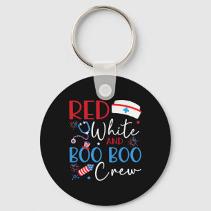 Red White en Boo Boo bemanningsleden 4 juli verple Sleutelhanger