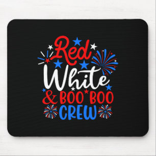 Red White en Boo Boo Crew Grappig 4 juli Verpleegs Muismat