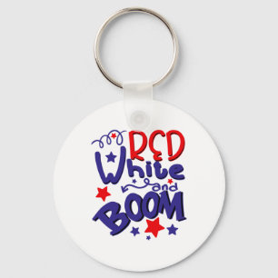 Red White en Boom Shirt 4 juli voor jongens Sleutelhanger