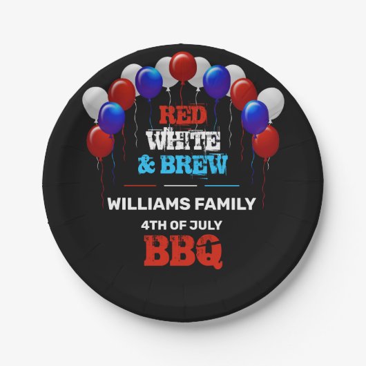 Red White en Brew, 4 juli, BBQ Family Party Papieren Bordje (Voorkant)