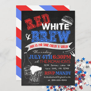 Red White en Brew Chalkboard Party uitnodigingen