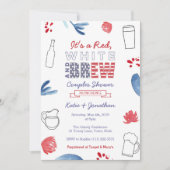 Red White en Brew Couples Shower Engagement Party Kaart (Voorkant)
