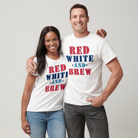 Red White en Brew Funny, 4 juli Mannen T-shirt (Unisex)