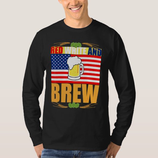 Red White en Brew Patriotic American Merica USA B T-shirt (Voorkant)