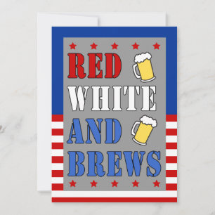 Red White en Brews 4e juli patriottische uitnodigi Kaart