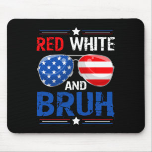 Red White en Bruh Happy 4th of July Patriottische Muismat