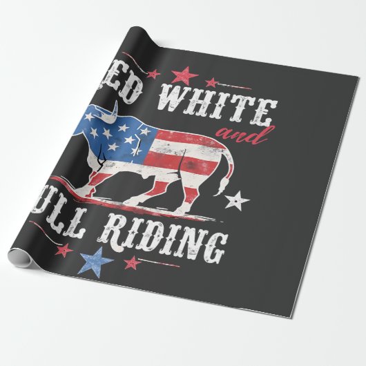 Red White en Bull rijden op Amerikaanse cowboys Cadeaupapier (Uitgerold)