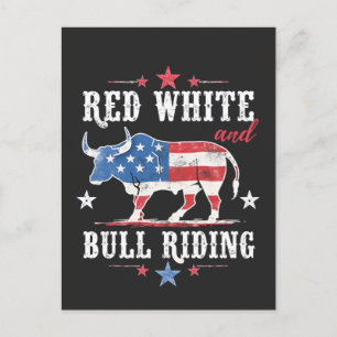 Red White en Bull rijden op Amerikaanse cowboys Feestdagenkaart